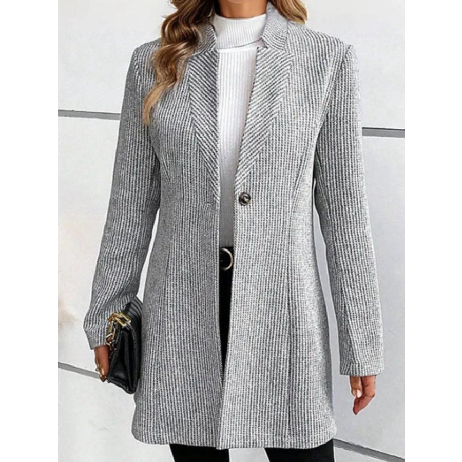 One Button Long Sleeve Coat Gray / S Apparel and Accessories