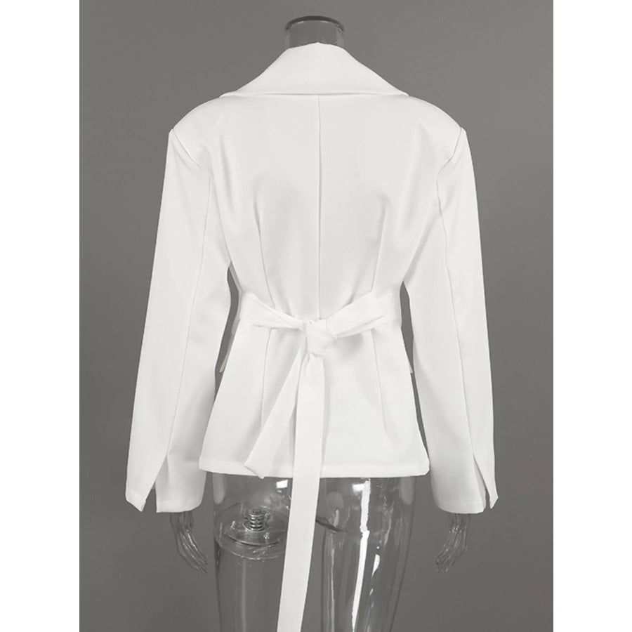 One Button Padded Shoulders Blazer Apparel and Accessories
