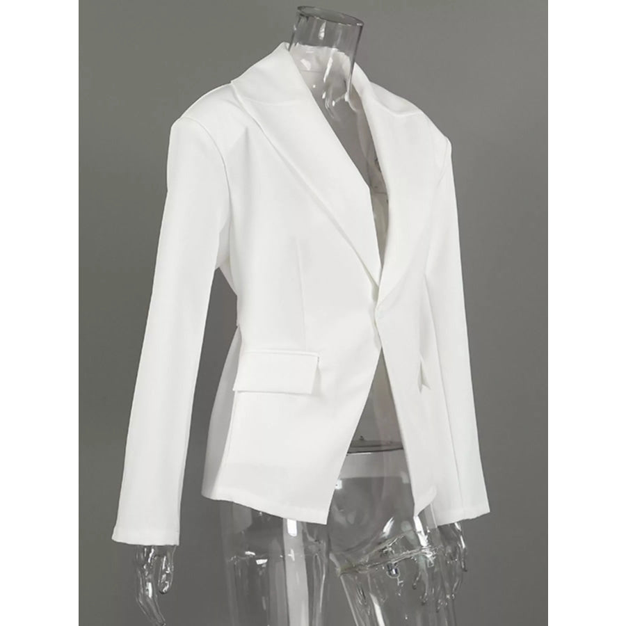 One Button Padded Shoulders Blazer Apparel and Accessories