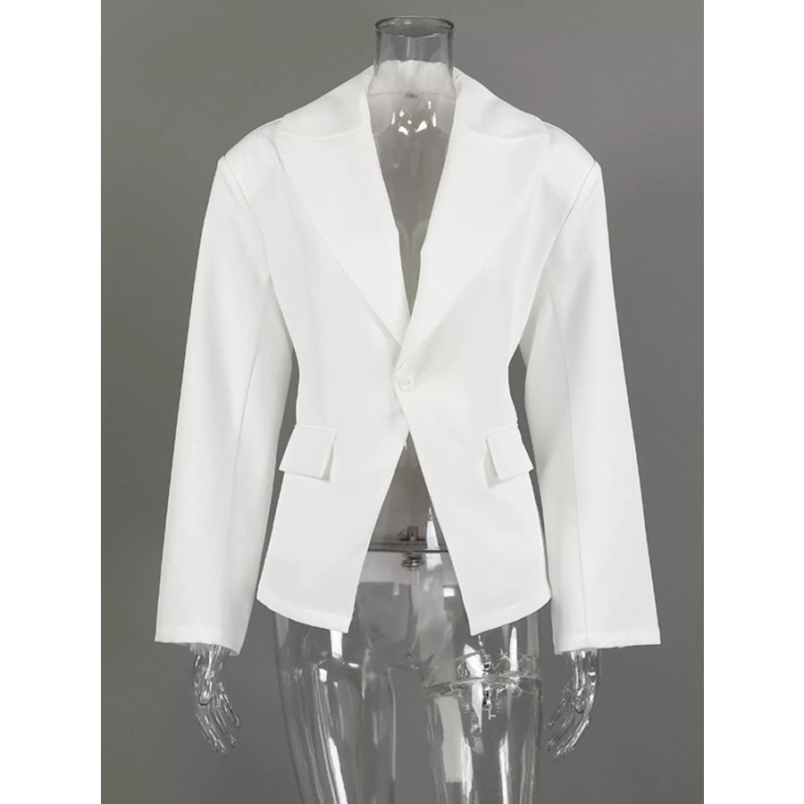 One Button Padded Shoulders Blazer Apparel and Accessories