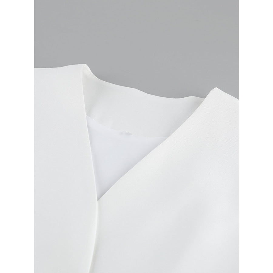 One Button Short Sleeve Top and Skirt Set Apparel and Accessories