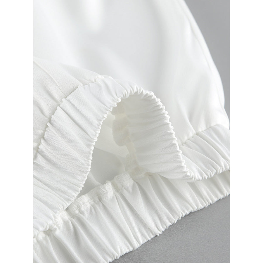 One Button Short Sleeve Top and Skirt Set Apparel and Accessories