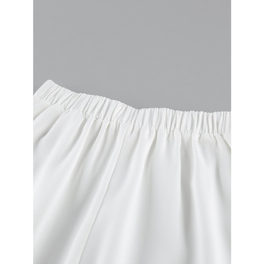 One Button Short Sleeve Top and Skirt Set Apparel and Accessories