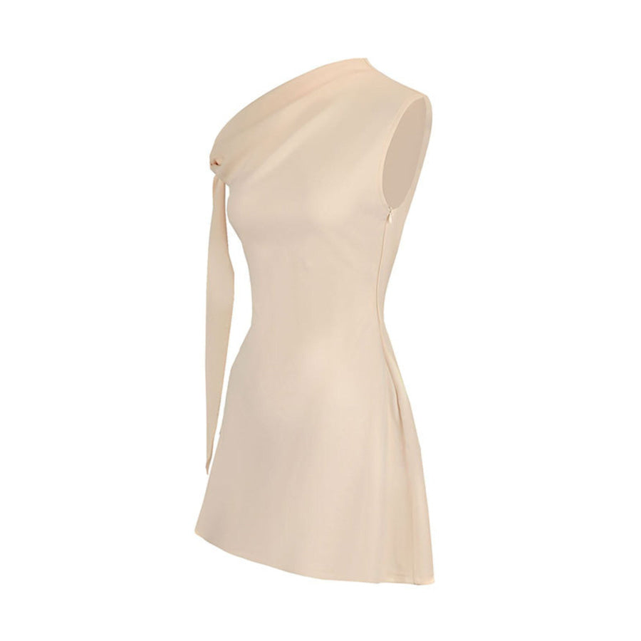 One-Shoulder Bowknot Mini Dress Apparel and Accessories