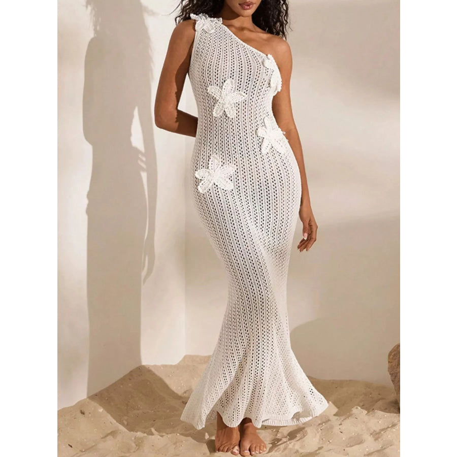 One-Shoulder Crochet Maxi Dress Apparel and Accessories