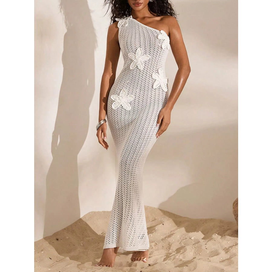 One-Shoulder Crochet Maxi Dress Apparel and Accessories