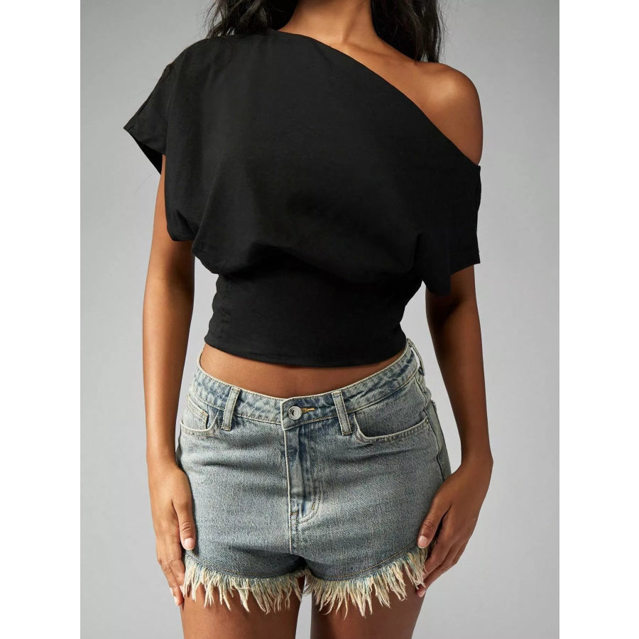 One Shoulder Crop T-Shirt Apparel and Accessories