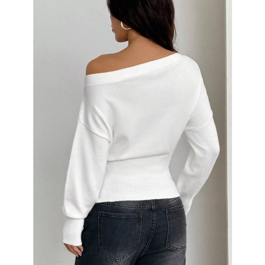 One Shoulder Cropped Sweater Apparel and Accessories