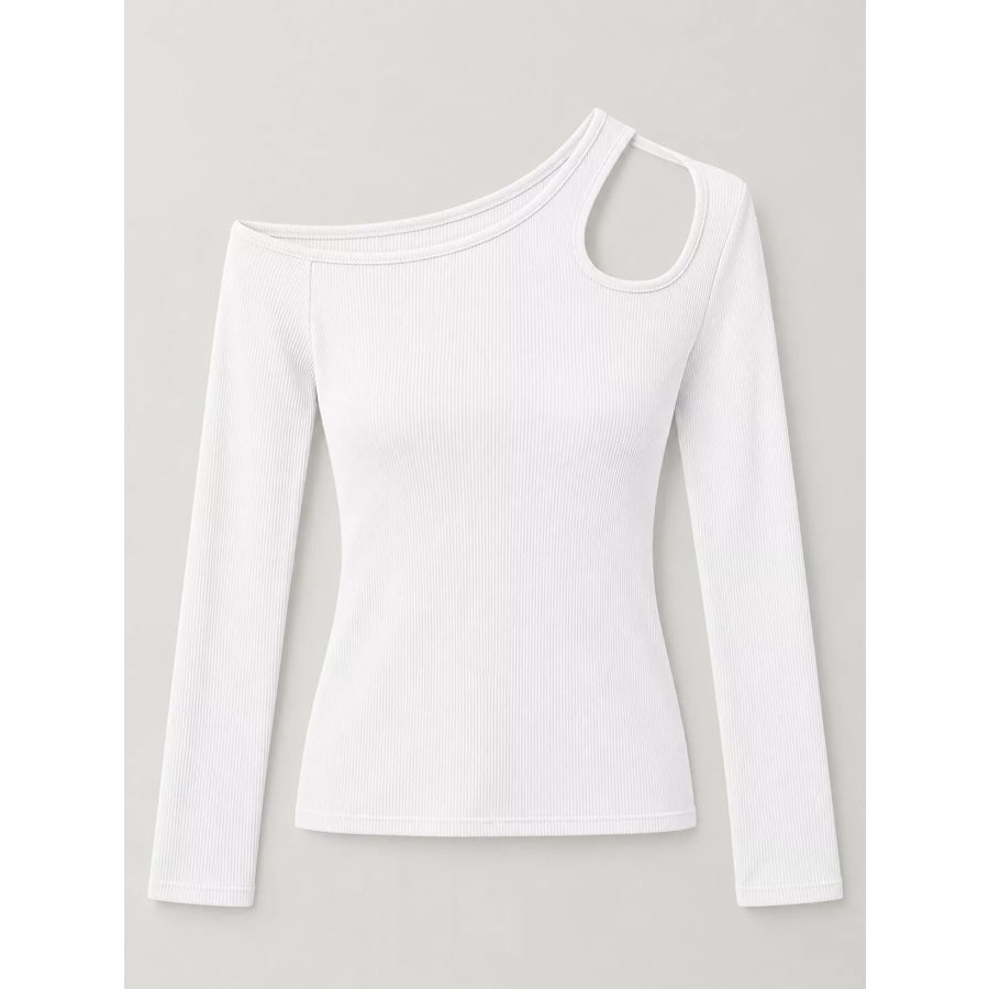 One-Shoulder Cut-Out Long Sleeve T-Shirt Apparel and Accessories