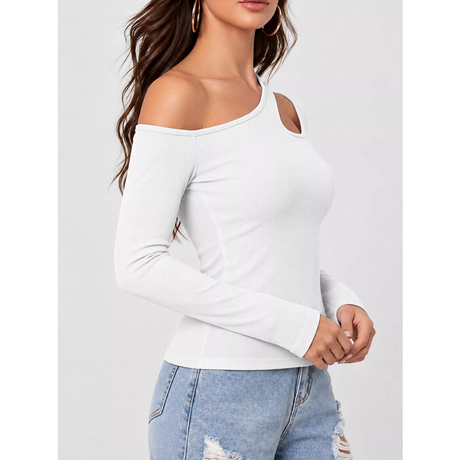 One-Shoulder Cut-Out Long Sleeve T-Shirt Apparel and Accessories