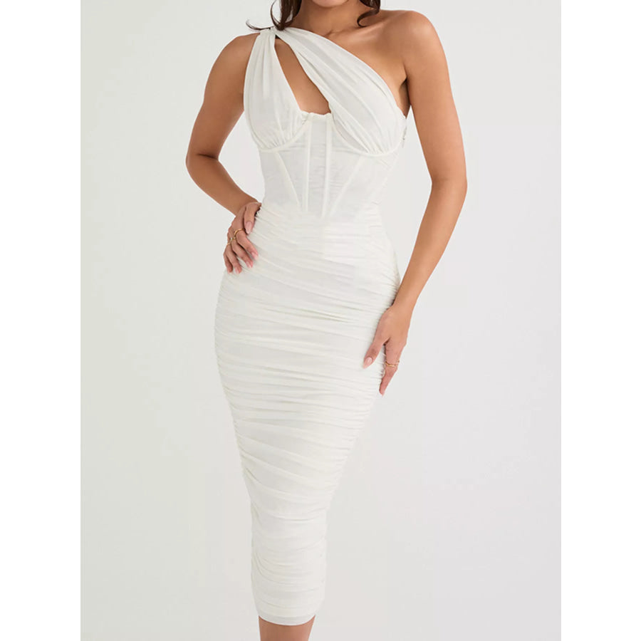 One-Shoulder Cutout Midi Dress Apparel and Accessories