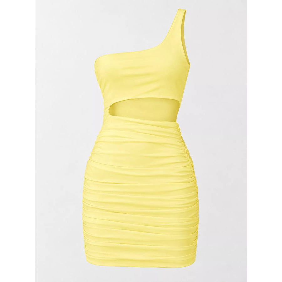 One-Shoulder Cutout Ruched Bodycon Mini Dress Apparel and Accessories