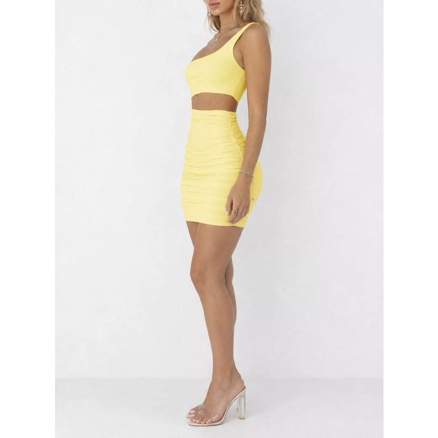 One-Shoulder Cutout Ruched Bodycon Mini Dress Apparel and Accessories