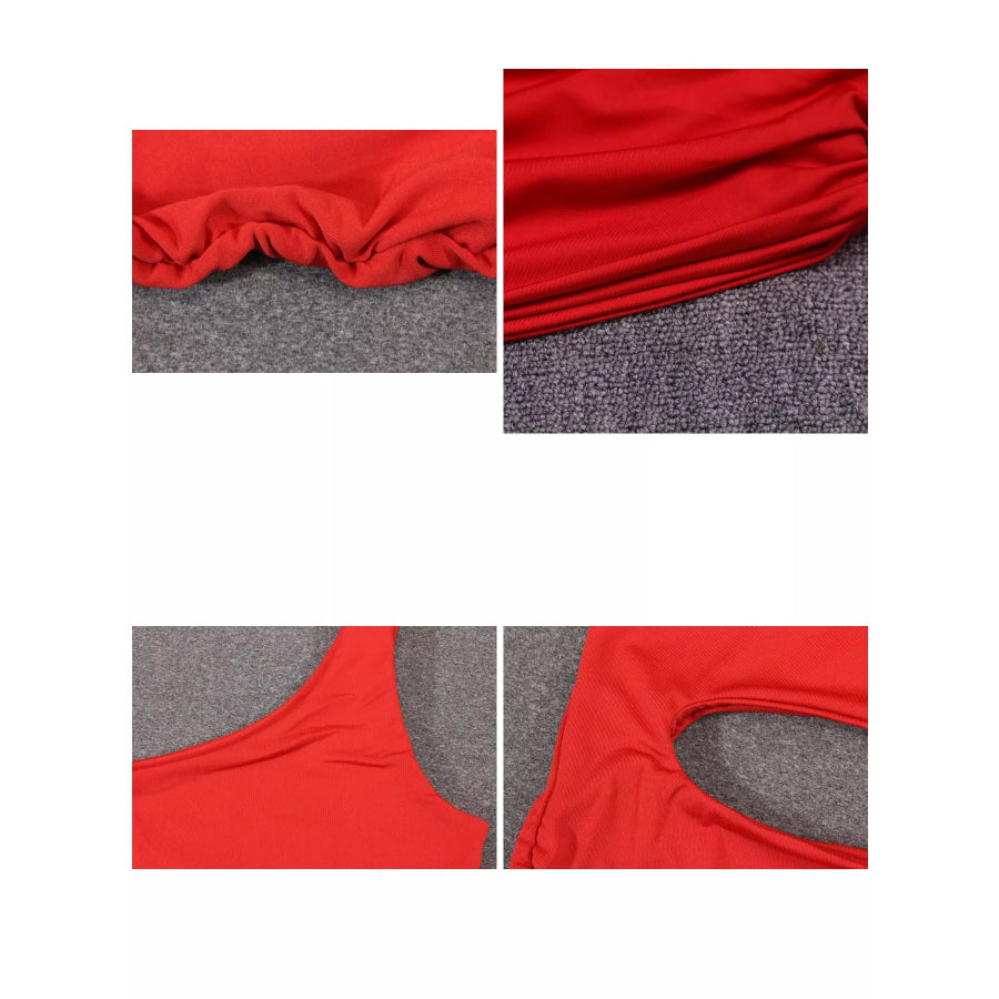 One-Shoulder Cutout Ruched Bodycon Mini Dress Apparel and Accessories