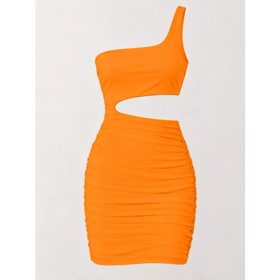 One-Shoulder Cutout Ruched Bodycon Mini Dress Apparel and Accessories