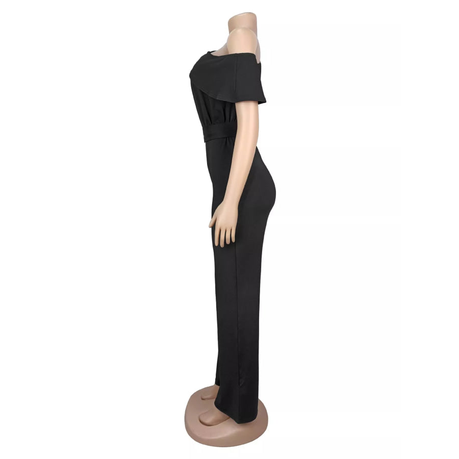 One-Shoulder Draped Wide Leg Jumpsuit Apparel and Accessories