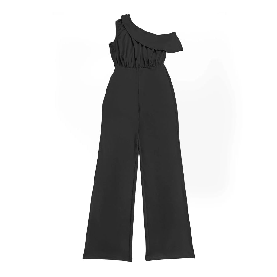 One-Shoulder Draped Wide Leg Jumpsuit Apparel and Accessories