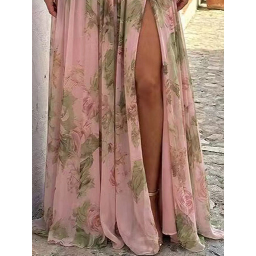 One-Shoulder Floral Chiffon Maxi Dress Apparel and Accessories