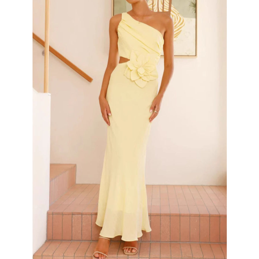 One-Shoulder Floral Cutout Dress Apparel and Accessories