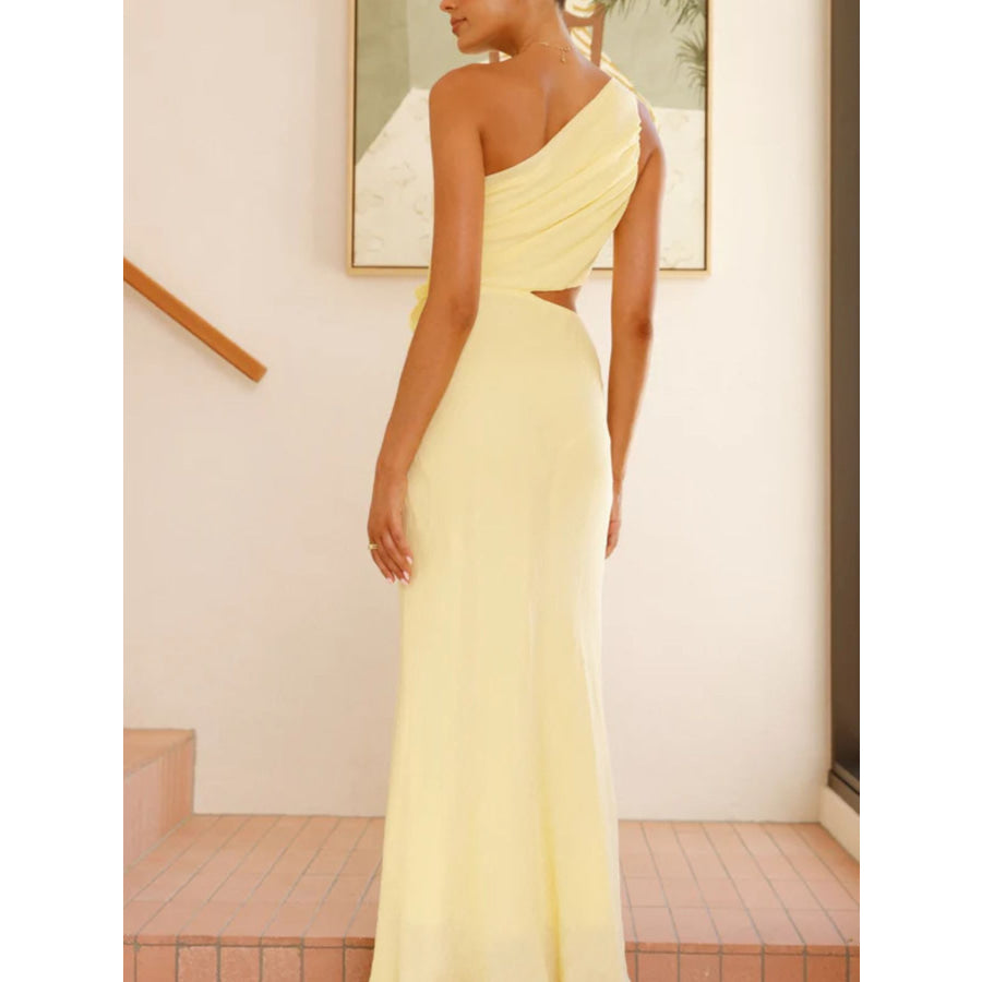 One-Shoulder Floral Cutout Dress Apparel and Accessories