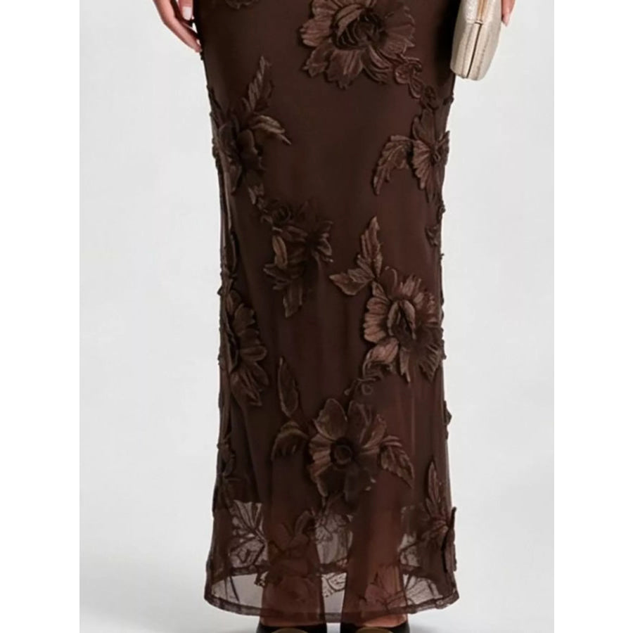 One-Shoulder Floral Embroidered Maxi Dress Apparel and Accessories