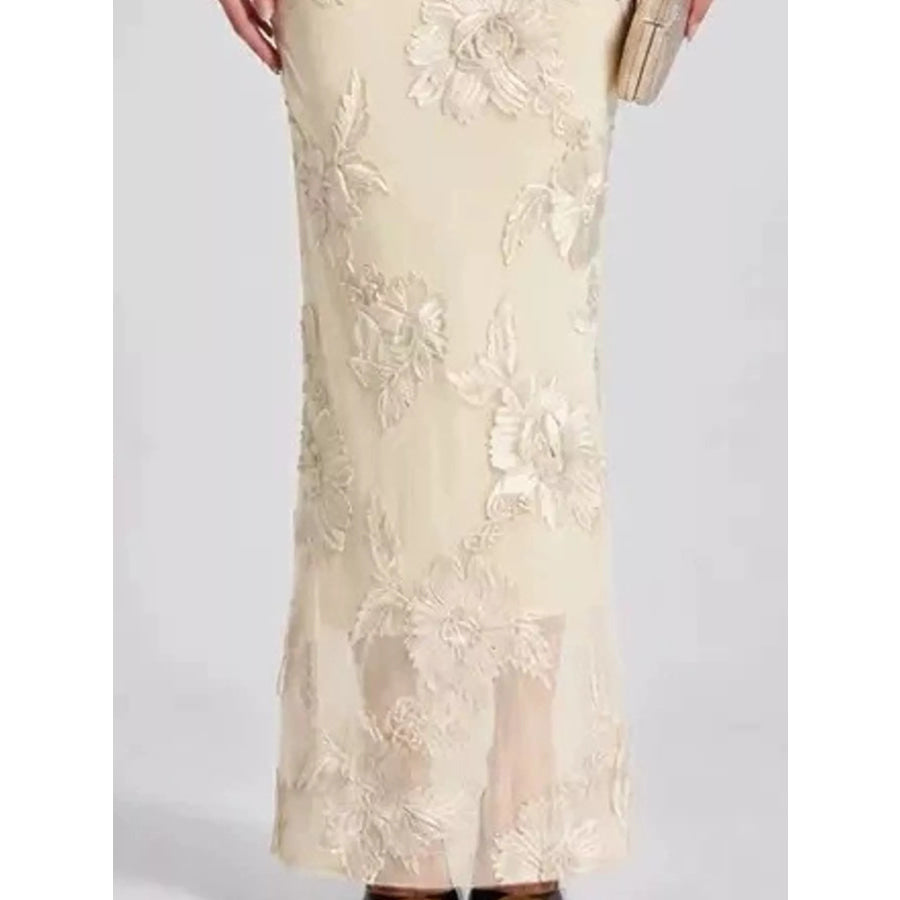 One-Shoulder Floral Embroidered Maxi Dress Apparel and Accessories