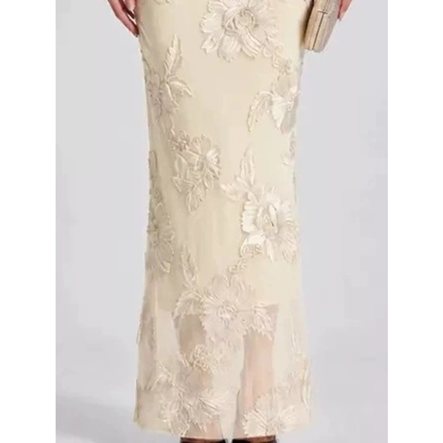 One-Shoulder Floral Embroidered Maxi Dress Apparel and Accessories