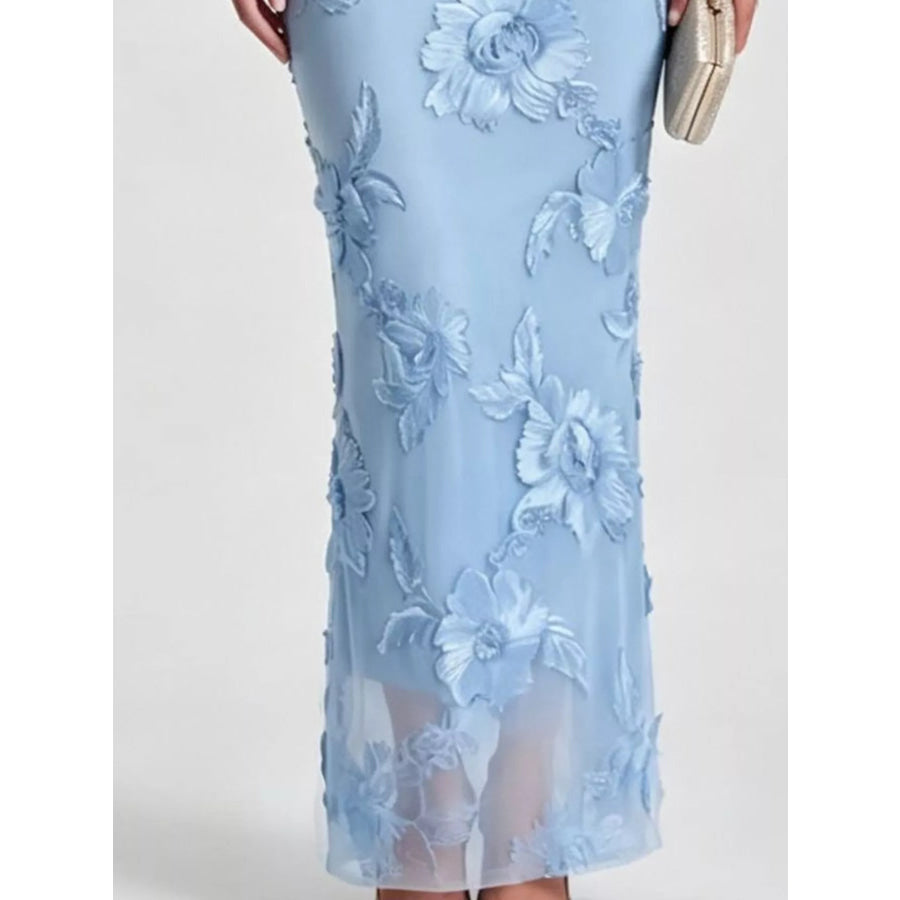 One-Shoulder Floral Embroidered Maxi Dress Apparel and Accessories