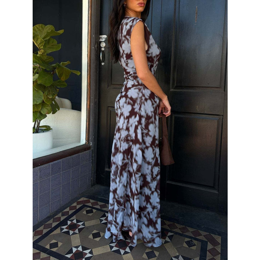 One-Shoulder Floral Print Maxi Dress Apparel and Accessories