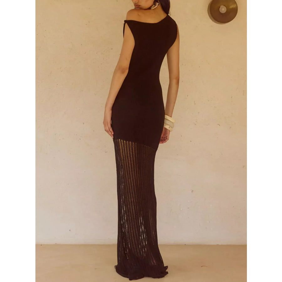 One-Shoulder Fringe Maxi Dress Apparel and Accessories