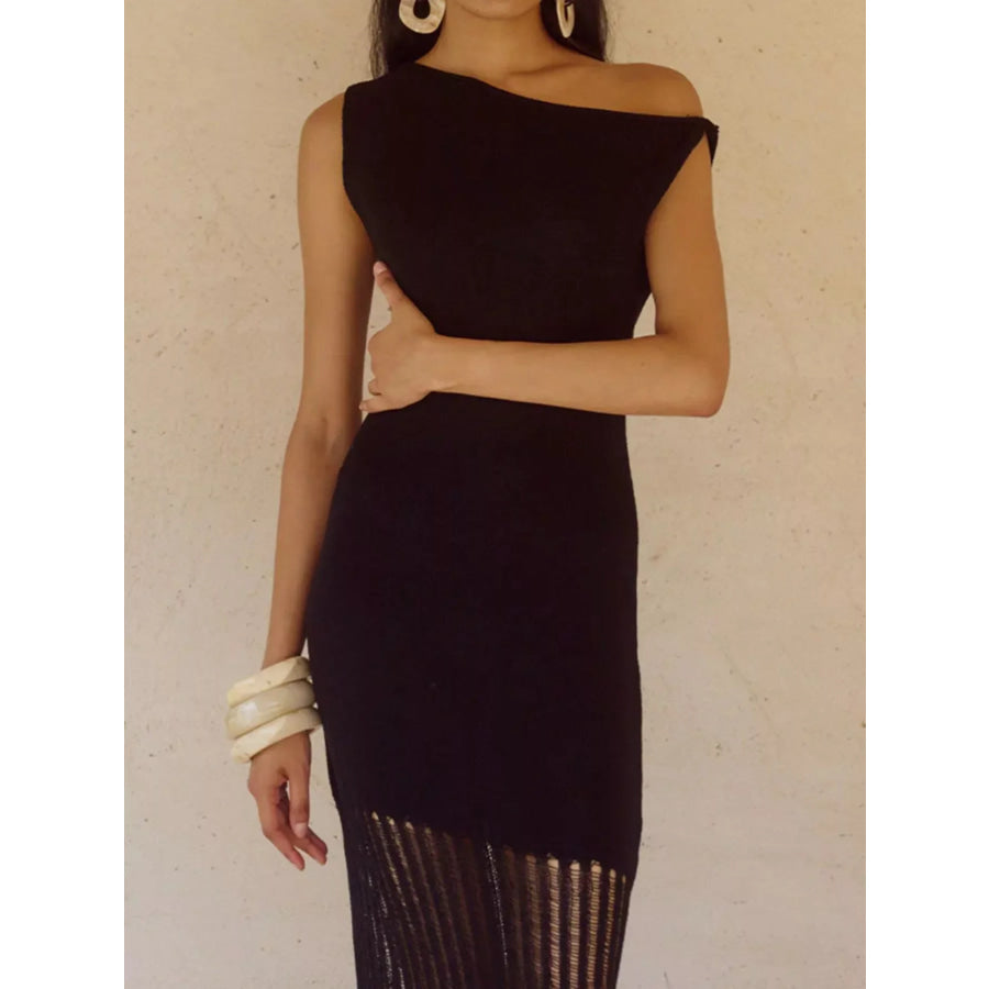One-Shoulder Fringe Maxi Dress Apparel and Accessories