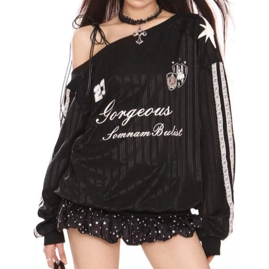 One Shoulder Graphic Sweatshirt Apparel and Accessories