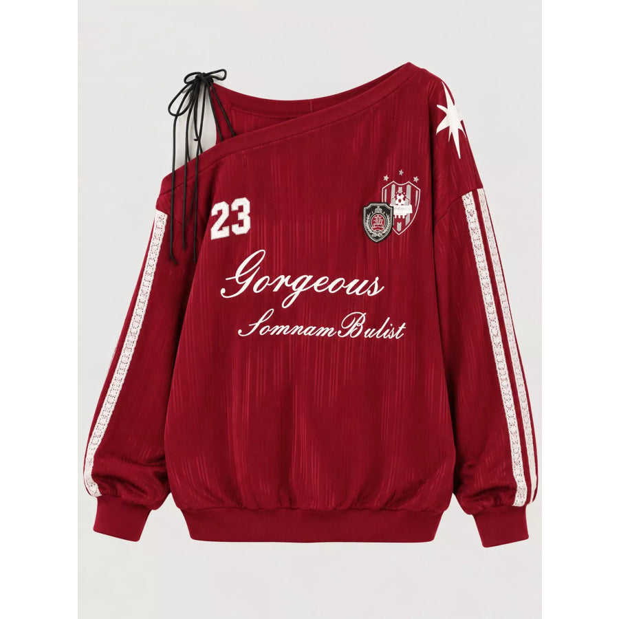 One Shoulder Graphic Sweatshirt Apparel and Accessories