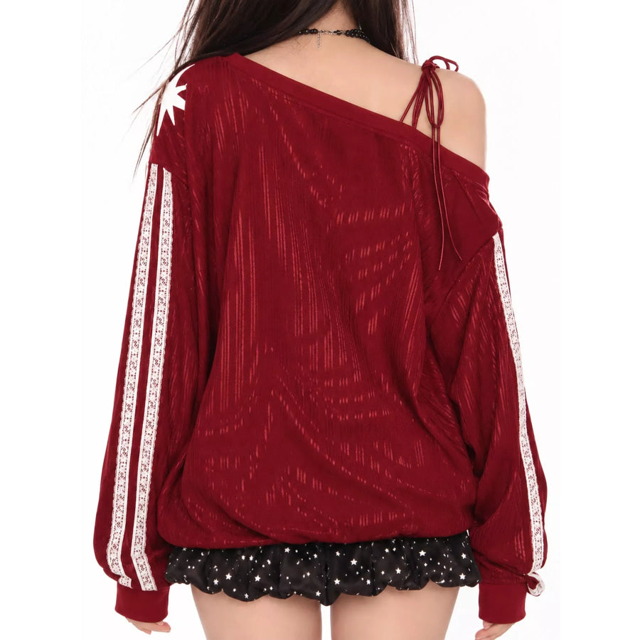 One Shoulder Graphic Sweatshirt Apparel and Accessories