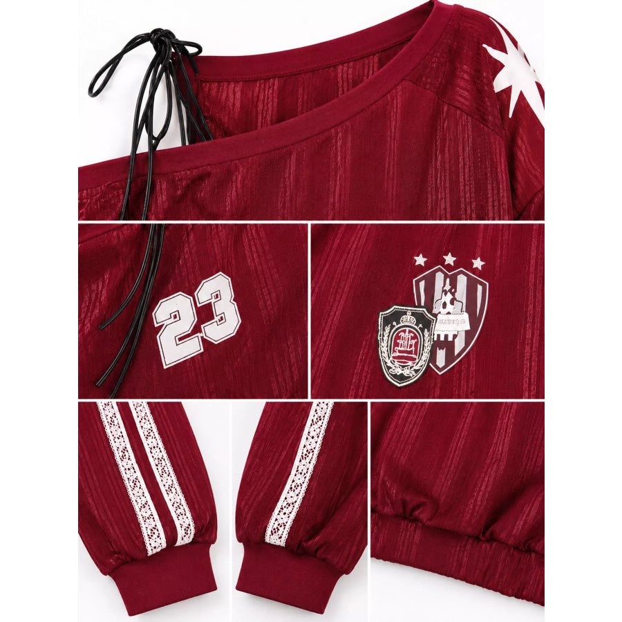 One Shoulder Graphic Sweatshirt Apparel and Accessories