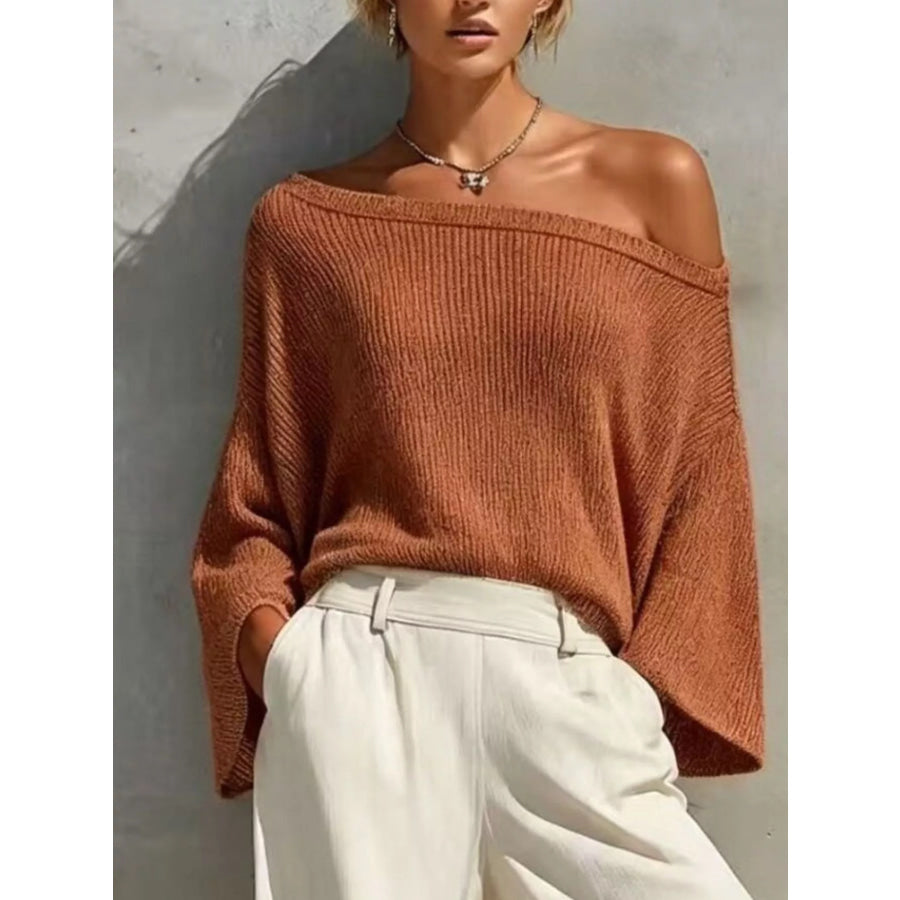 One-Shoulder Knit Top and High-Waisted Pants Set Apparel Accessories