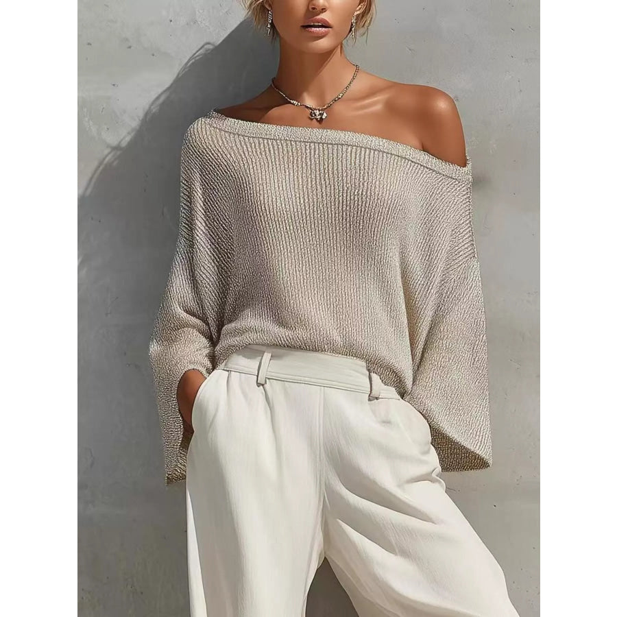 One-Shoulder Knit Top and High-Waisted Pants Set Apparel Accessories