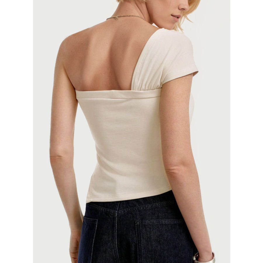 One-Shoulder Knot Detail T-Shirt Apparel and Accessories