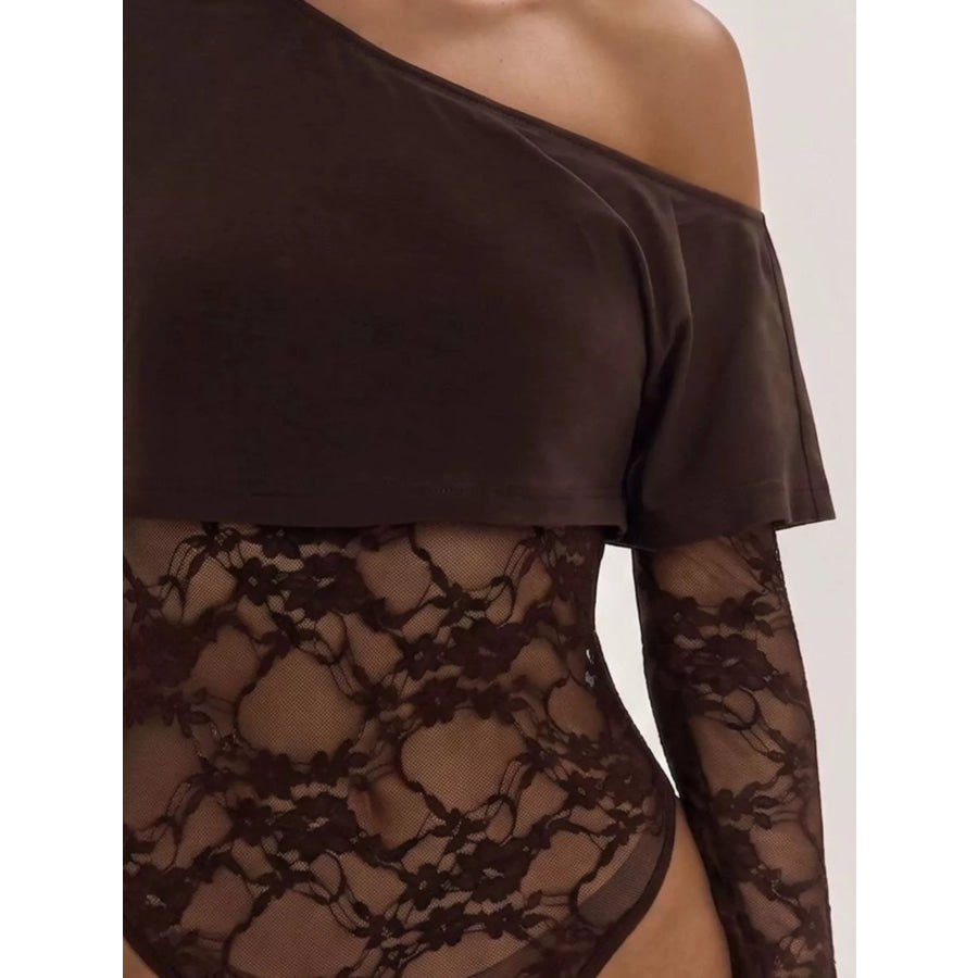 One-Shoulder Lace Bodysuit Apparel and Accessories
