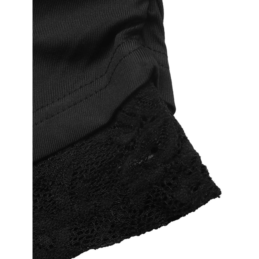 One-Shoulder Lace Trim Slim Fit T-Shirt Apparel and Accessories