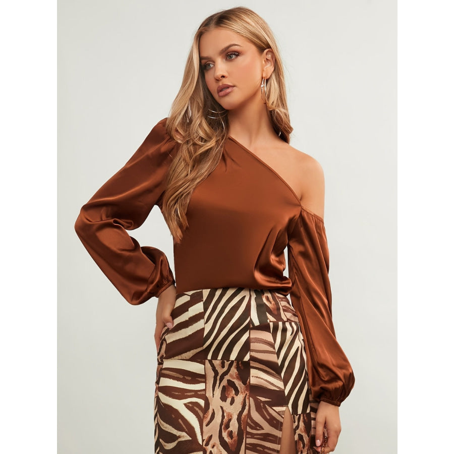 One Shoulder Long Sleeve Blouse Apparel and Accessories