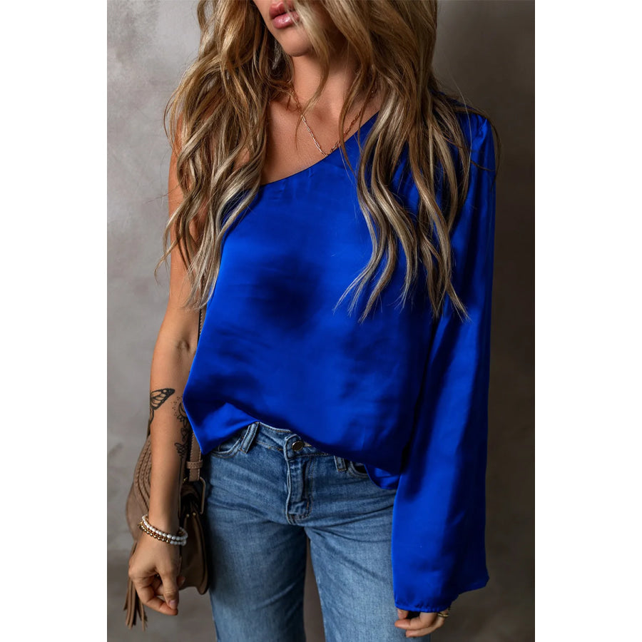 One Shoulder Long Sleeve Blouse Apparel and Accessories