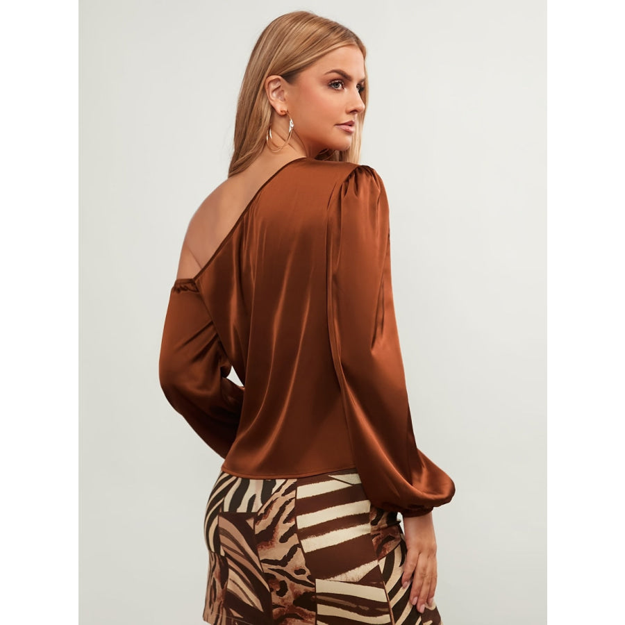 One Shoulder Long Sleeve Blouse Apparel and Accessories