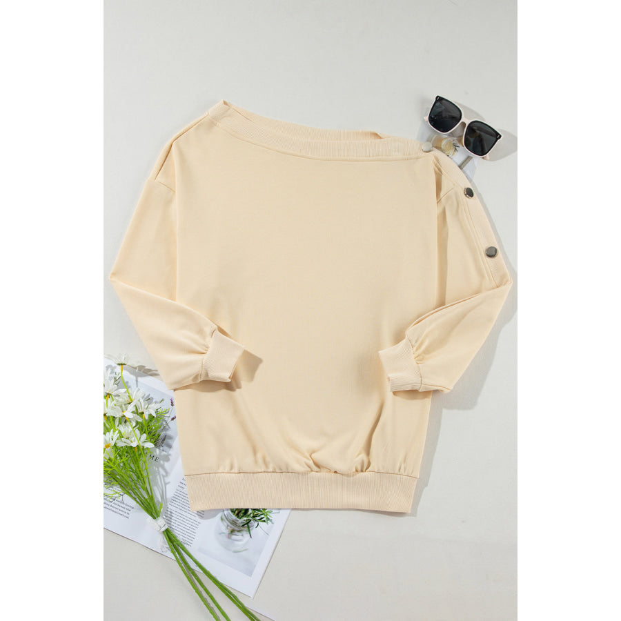 One Shoulder Long Sleeve Top Ivory / S Apparel and Accessories