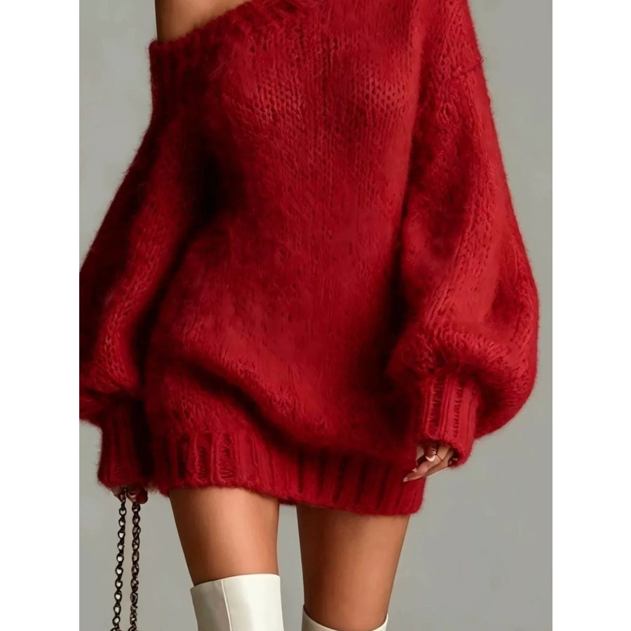 One Shoulder Mini Sweater Dress Apparel and Accessories