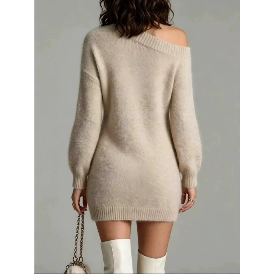 One Shoulder Mini Sweater Dress Apparel and Accessories