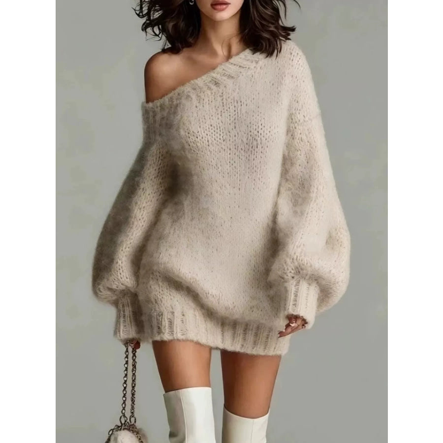 One Shoulder Mini Sweater Dress Apparel and Accessories