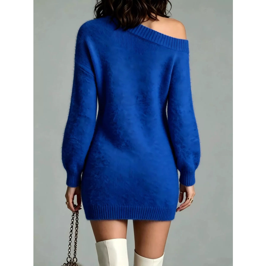 One Shoulder Mini Sweater Dress Apparel and Accessories