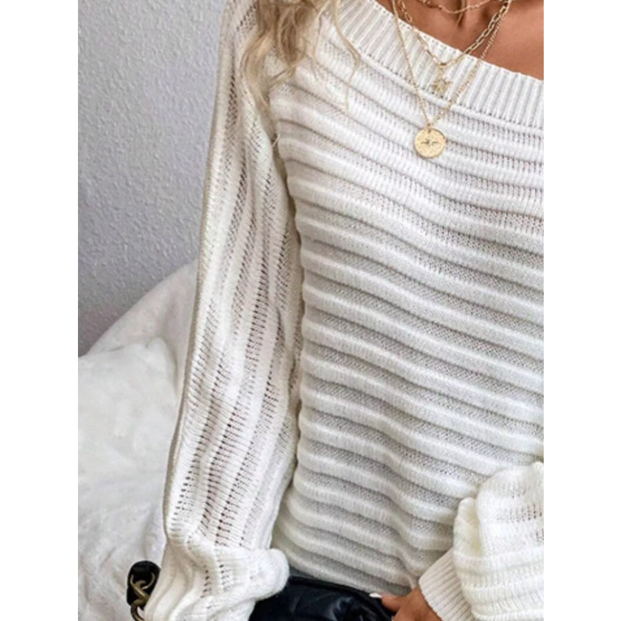 One Shoulder Ribbed Knit Sweater Apparel and Accessories