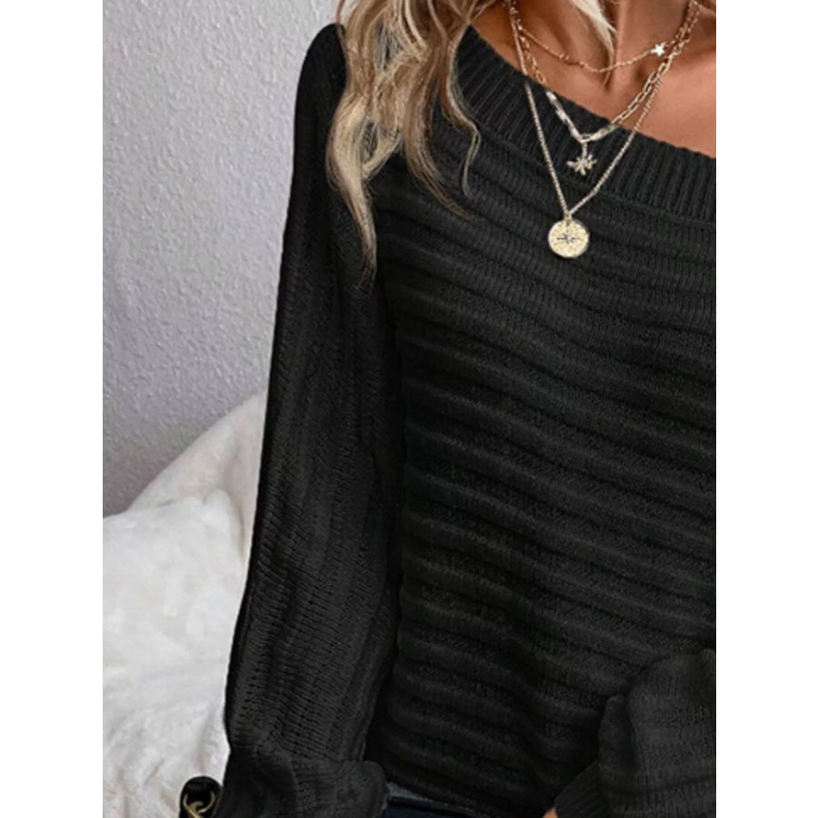 One Shoulder Ribbed Knit Sweater Apparel and Accessories